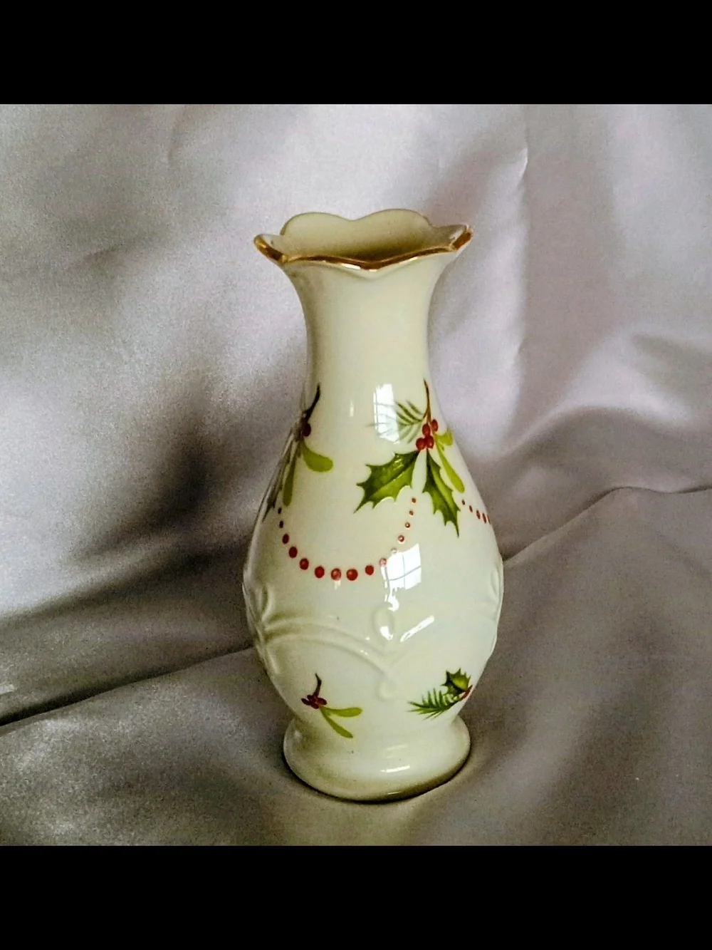 Vintage Lenox Mistletoe and Holly Bud Vase